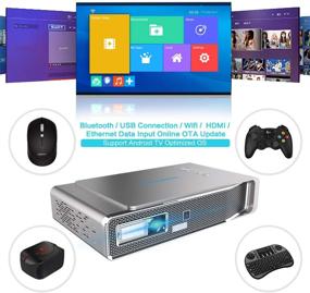 img 1 attached to 📽️ Toumei V5 3D Projector: DLP 1080P HD, 3800 Lumens, Wireless Screen Share for iOS Android, Bluetooth 4.0, Keystone Correction, HDMI/TF/USB, No Built-in Battery, with Free 3D Glasses