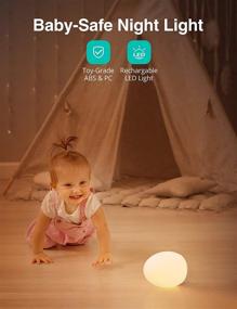 img 3 attached to 🔆 JolyWell Rechargeable Baby Egg Night Light for Kids: Color Changing Mode, Dimming Function, 1-Hour Timer & Touch Control - Up to 100H, White