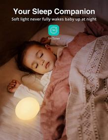 img 2 attached to 🔆 JolyWell Rechargeable Baby Egg Night Light for Kids: Color Changing Mode, Dimming Function, 1-Hour Timer & Touch Control - Up to 100H, White