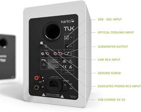 img 2 attached to 🔊 Kanto TUK Powered Speakers: High-Fidelity Audio with USB DAC, Bluetooth 4.2, Headphone Out, and AMT Tweeter - Matte White, Pair