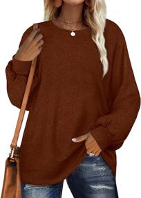 img 3 attached to Fashion-forward OFEEFAN Women's Sweatshirt: Long Lantern Sleeve Crewneck Tunic Tops Perfect for Leggings