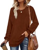 fashion-forward ofeefan women's sweatshirt: long lantern sleeve crewneck tunic tops perfect for leggings logo