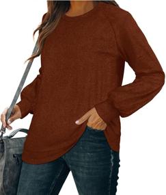 img 2 attached to Fashion-forward OFEEFAN Women's Sweatshirt: Long Lantern Sleeve Crewneck Tunic Tops Perfect for Leggings