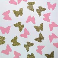 🦋 sparkling gold and pink butterfly table scatter: perfect for baby showers and kid's birthday parties - 100 counts paper confetti supplies logo