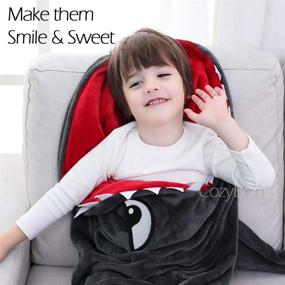 img 1 attached to 🦈 CozyBomB Shark Tails Animal Blanket for Kids - Cozy Smooth Seamless Design - Durable Plush Throw Enlarged Size Gray Sleeping Bag with Fun Fin - Boys and Girls Snuggle Blanket
