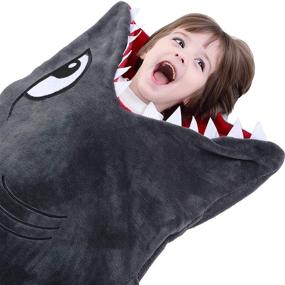 img 4 attached to 🦈 CozyBomB Shark Tails Animal Blanket for Kids - Cozy Smooth Seamless Design - Durable Plush Throw Enlarged Size Gray Sleeping Bag with Fun Fin - Boys and Girls Snuggle Blanket