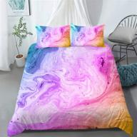 🛏️ vibrant ailonen teen girl bedding set: twin size, pastel tie dye design, superior microfiber fabric, 3-piece set (no comforter included) logo