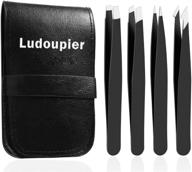 ludoupier eyebrow tweezer set: 4-piece daily beauty tools with travel case for black hair removal logo