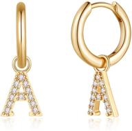 🎁 s925 sterling silver post dangle initial earrings for girls/women - hypoallergenic cz letter huggies: perfect jewelry gifts for girls/kids logo