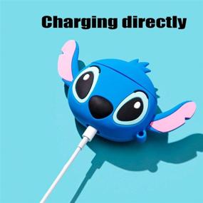 img 1 attached to Чехол для AirPods Pro "Stitch": мягкий силиконовый ударопрочный чехол с милым 3D-дизайном мультяшного персонажа и брелоком для зарядного кейса Apple Airpods Pro - 2019