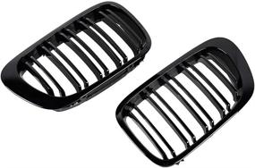 img 4 attached to 🚗 Stylish Gloss Black Front Grilles for E46 2-Door 1999-2002 - Double Line Kidney Grills - Enhance Your Car's Look!