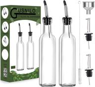 🍶 gusnilo olive oil dispenser set - 8 oz square tall glass bottle with stainless steel pourer spout for oil vinegar cruet [pack of 2] logo