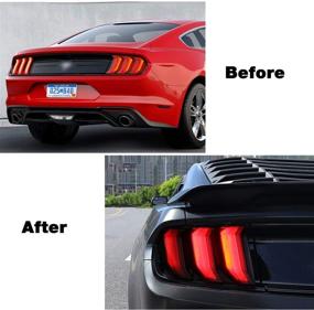 img 1 attached to 🚗 Smoke Black Tail Light Lamp Cover Guard Trim Frame Bezels for Ford Mustang 2018-2021 - Enhance Your Car's Style!