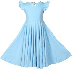 img 4 attached to 💜 Stylish Ruffles Sleeve Twirly Skater Purple Girls' Dress