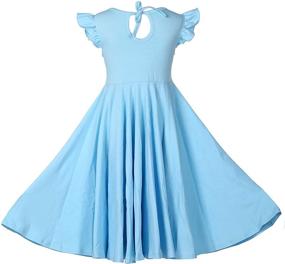 img 3 attached to 💜 Stylish Ruffles Sleeve Twirly Skater Purple Girls' Dress