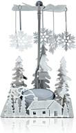 🎄 captivating winter wonderland: banberry designs silver plated laser cut winter cabin candle spinner with snowflake charms логотип