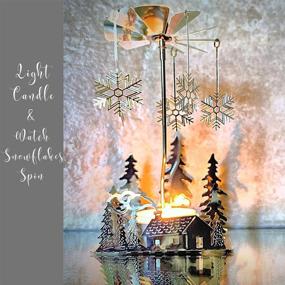 img 1 attached to 🎄 Captivating Winter Wonderland: BANBERRY DESIGNS Silver Plated Laser Cut Winter Cabin Candle Spinner with Snowflake Charms