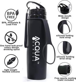 img 3 attached to 🚰 Durable Acqua Series Collapsible Water Bottle: 20.5 oz. Foldable w/Flip Open Drink Spout - Ideal for Travel, Hiking, Sports and Fitness Activities, Hot and Cold Beverages, Coordinated with Sports Cooling Towel