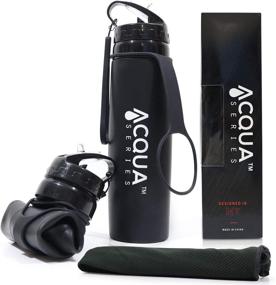 img 4 attached to 🚰 Durable Acqua Series Collapsible Water Bottle: 20.5 oz. Foldable w/Flip Open Drink Spout - Ideal for Travel, Hiking, Sports and Fitness Activities, Hot and Cold Beverages, Coordinated with Sports Cooling Towel