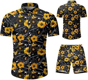 img 4 attached to KISSQIQI Tracksuit Flower Hawaiian Casual Men's Clothing for Active