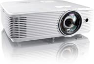 📽️ optoma eh412st short throw 1080p hdr professional projector - super bright 4000 lumens for business presentations, classrooms, and meeting rooms - extended 15,000 hour lamp life - built-in speaker - portable logo