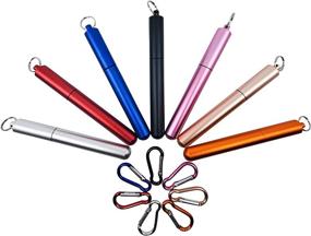img 1 attached to 🌈 Luxe Hydration Rainbow Stainless Steel Telescopic Metal Straw with Key Chain Case - Reusable, Collapsible, Portable Drinking Straw, Cleaning Brush, and Travel (Red)