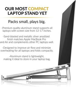 img 1 attached to 🖥️ Adjustable Ergonomic Steklo Laptop Stand - Aluminum Riser for 12-17 inch Portable Computers, Foldable Notebook Holder Compatible with MacBook Pro, Air, PC Laptops - Silver