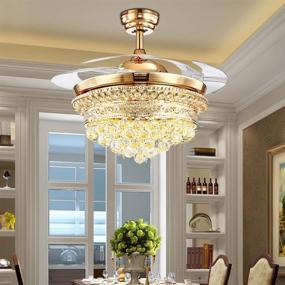 img 2 attached to 💎 Enhance Your Space with BIGBANBAN Bling Crystal Chandelier Fan – Retractable Ceiling Fans with Remote, 42 Inch, 3 Color Change LED Light, Perfect for Bedroom, Living Room, and Dining Room (Rose Gold)