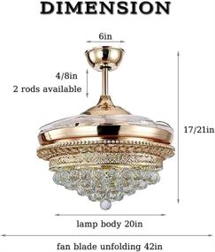 img 1 attached to 💎 Enhance Your Space with BIGBANBAN Bling Crystal Chandelier Fan – Retractable Ceiling Fans with Remote, 42 Inch, 3 Color Change LED Light, Perfect for Bedroom, Living Room, and Dining Room (Rose Gold)