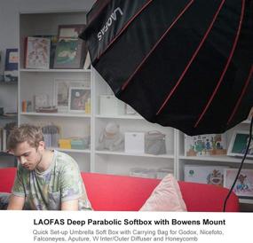 img 2 attached to LAOFAS 35inch 90cm D90A Deep Parabolic Softbox: Quick-Setup, Quick-Folding in 1 Minute - Compatible with Aputure100D, 100X, 200D, 200X, Godox SL-60W, FV150, FV200, AD300PRO, AD400PRO, AD600BM, and Other Bowens Mount Lights