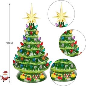 img 3 attached to 🎄 Celebrate Christmas in Style with Blissun 10" Ceramic Christmas Tree - Tabletop Decorations with Star Topper