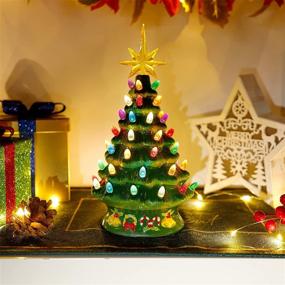 img 1 attached to 🎄 Celebrate Christmas in Style with Blissun 10" Ceramic Christmas Tree - Tabletop Decorations with Star Topper