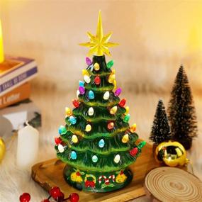 img 4 attached to 🎄 Celebrate Christmas in Style with Blissun 10" Ceramic Christmas Tree - Tabletop Decorations with Star Topper