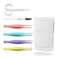 💁 6pcs women's eyebrow tweezers kit - full size precision tweezers set for ingrown hairs, splinters & facial hair removal - stainless steel women's tweezers by mayki logo