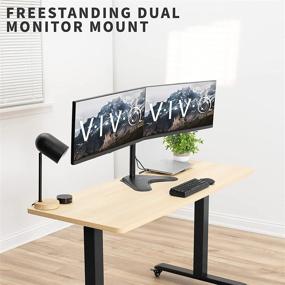 img 3 attached to 🖥️ VIVO STAND-V102F: Dual Monitor Free-Standing Mount - Fully Adjustable Desk Stand for 13 to 30 inch Screens - Holds 2 Flat or Curved Displays