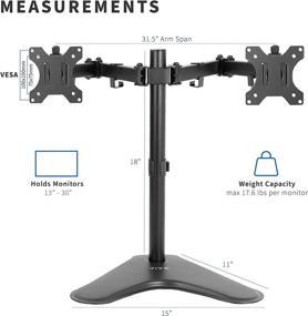 img 2 attached to 🖥️ VIVO STAND-V102F: Dual Monitor Free-Standing Mount - Fully Adjustable Desk Stand for 13 to 30 inch Screens - Holds 2 Flat or Curved Displays