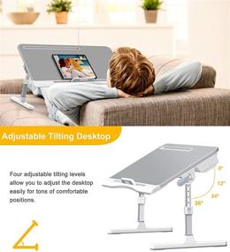 img 3 attached to Laptop Desk For Bed Adjustable Lap Desk For 17Inch Laptops With Storage Large Foldable Bed Tray For Sofa Work From Home Office Portable (Gray)