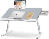 стол для ноутбука на кровать, регулируемый портативный столик для 17-дюймовых ноутбуков с большим ящиком для хранения, складной лежак для работы на диване дома или в офисе, переносной (серый) логотип