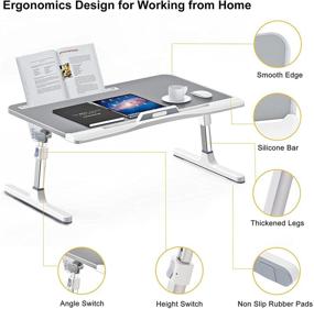 img 1 attached to Laptop Desk For Bed Adjustable Lap Desk For 17Inch Laptops With Storage Large Foldable Bed Tray For Sofa Work From Home Office Portable (Gray)