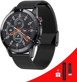 img 4 attached to 📱 Men's Android Smart Watch with Call Answer, Blood Pressure Heart Rate Monitor Fitness Tracker Watch for Music, 1.3 inch IP67 Waterproof Sports Watch