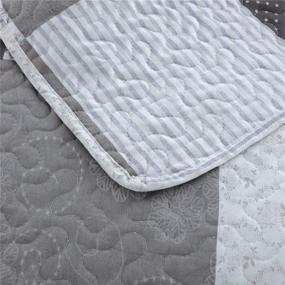 img 1 attached to Ycosy Plaid Quilt Set - Dreamy Floral Bedding for Full/Queen Size Beds - Lightweight Summer Coverlet in Grey/White/Black - Includes 1 Quilt + 2 Pillow Shams