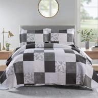 ycosy plaid quilt set - dreamy floral bedding for full/queen size beds - lightweight summer coverlet in grey/white/black - includes 1 quilt + 2 pillow shams logo