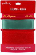 hallmark christmas ribbon assortment - red and green sparkly ribbons, merry christmas design (pack of 3) logo