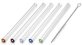 img 4 attached to 🍹 STRAWGRACE Handmade Short Glass Straws with Coloured Tips - Independently Tested for Safety - Set of 5 with Cleaning Brush - Perfect for Cocktails, Smoothies, and More!