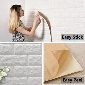 img 1 attached to 🏢 Arthome White Brick 3D Wall Panels - Peel and Stick Wallpaper for Living Room & Bedroom | Background Wall Decoration (10 Pack, White, 56.9 sq ft)