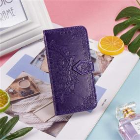 img 1 attached to 📱 Mavis's Diary Flip Case for Galaxy A42 5G: Stylish Mandala Dark Purple Wallet Cover with Styluses and Tempered Glass Screen Protector