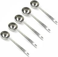 set of 5 stainless steel 1 tablespoon coffee scoop spoons for accurate measuring logo