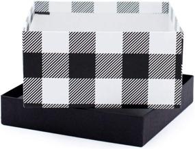 img 3 attached to 📦 Nested Square Kraft Boxes with Lids - Set of 3 (Large - 6.25", 7.25", 8.25") - Made in USA with Recycled Paper - Black Buffalo Plaid Design