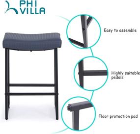 img 2 attached to PHI VILLA Bar Stools Set of 2 Counter Height,24 inches Saddle-Seat Counter Stools: Blue, 🪑 Backless Design with Footrest - Ideal for Kitchen Counter, Island, and Dining Room - 2 Pack