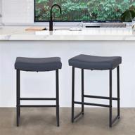 phi villa bar stools set of 2 counter height,24 inches saddle-seat counter stools: blue, 🪑 backless design with footrest - ideal for kitchen counter, island, and dining room - 2 pack логотип